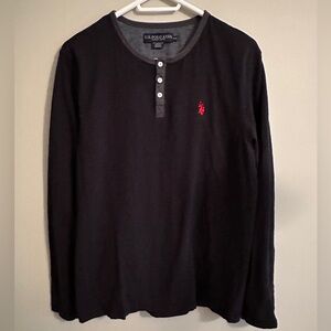U.S. Polo Assn. Dark Blue Long Sleeve Henley Shirt